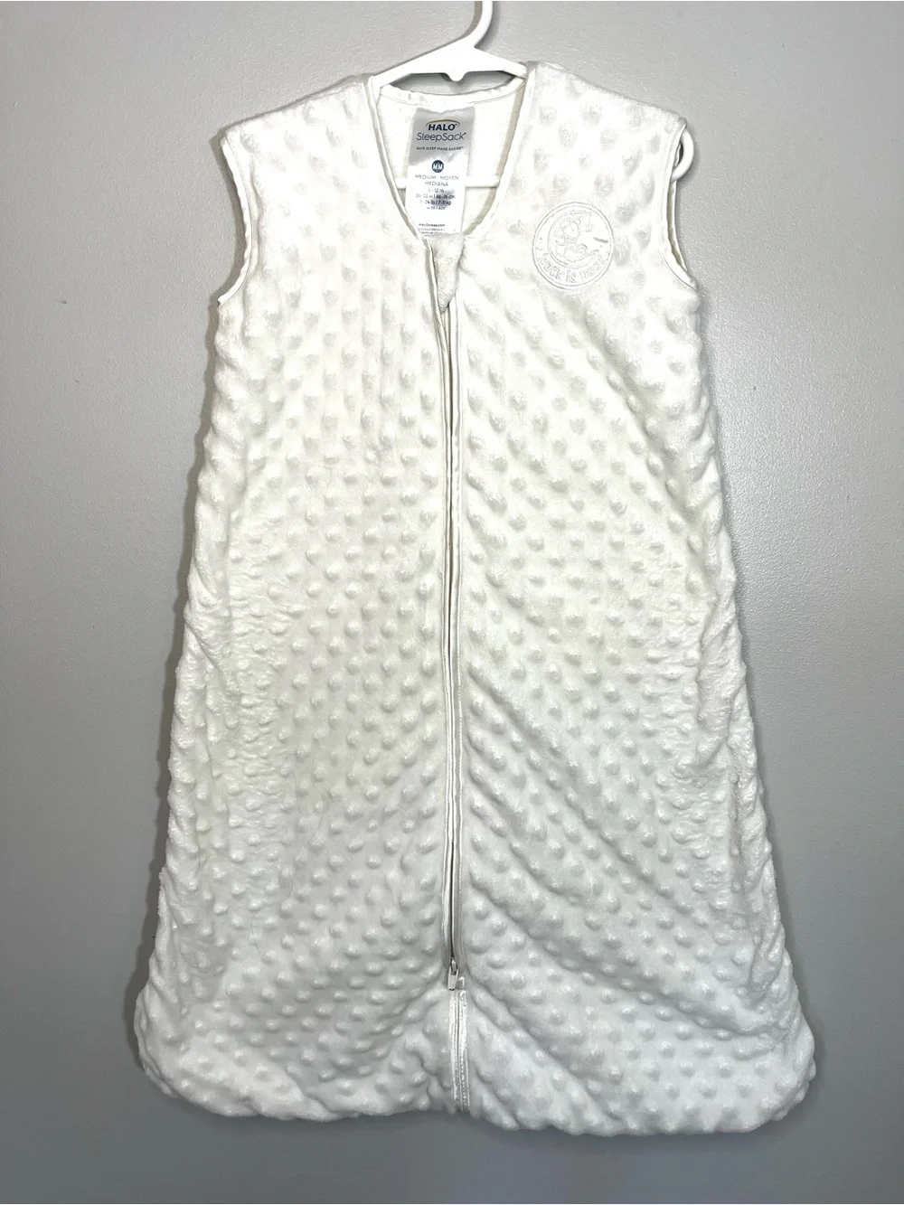 HALO Medium SleepSack Ivory Plush Wearable Blanket 6-12 months